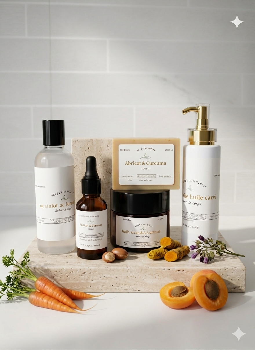 gamme réparatrice visage et corps à la carotte , argan, acide hyaluronique pour hydrater et clarifier le teint