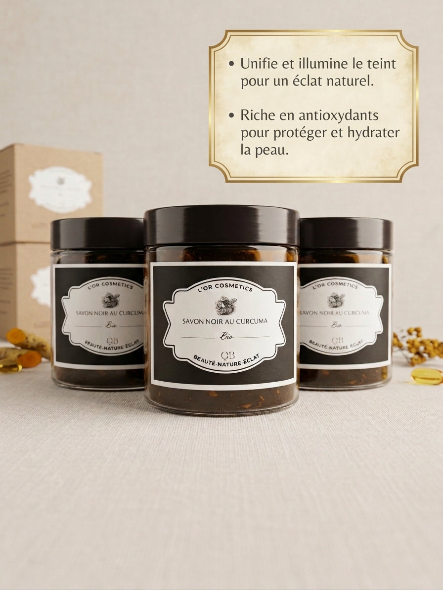 savon noir au curcuma pour un teint unifier et hydratant