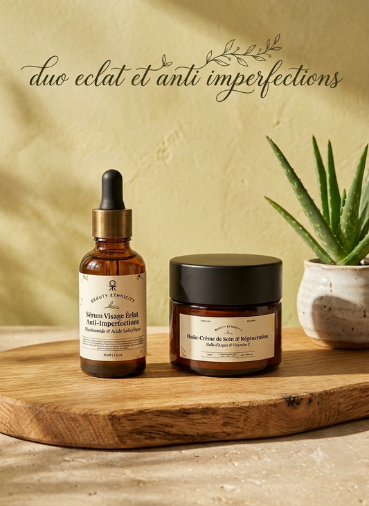 Duo sérum anti-imperfection à la niacinamide plus crème de visage à l'acide hyaluronique pour un teint radieux et hydrater-Beauty Ethnicity