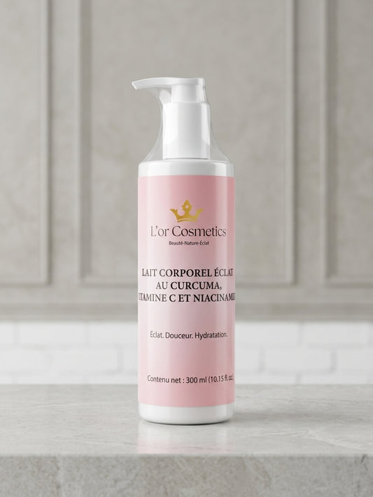 Lotion pour le corps à la vitamine C Turmeric - 300 ml - Lotion hydratante pour le corps - Lait pour un teint lumineux - Rétinol - Pour peau mate et irrégulière - Lotion corporelle au curcuma
