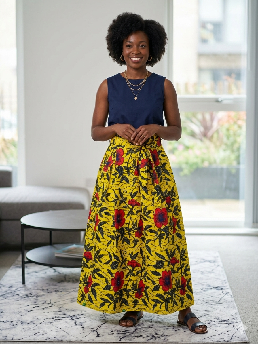 Jupe longue habillée en coton imprimé Dashiki pour femme, style africain, en  wax.