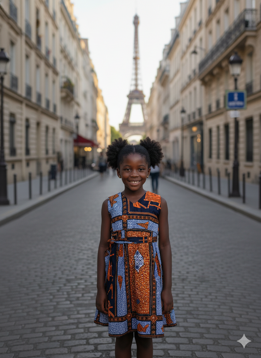robe fille modèle africain décoration fleur et ceinture