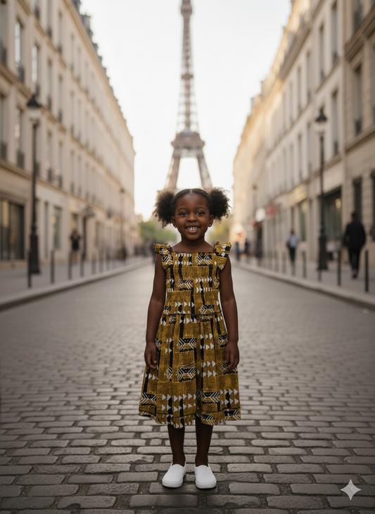 Robe wax fille de 5 ans , motif africain