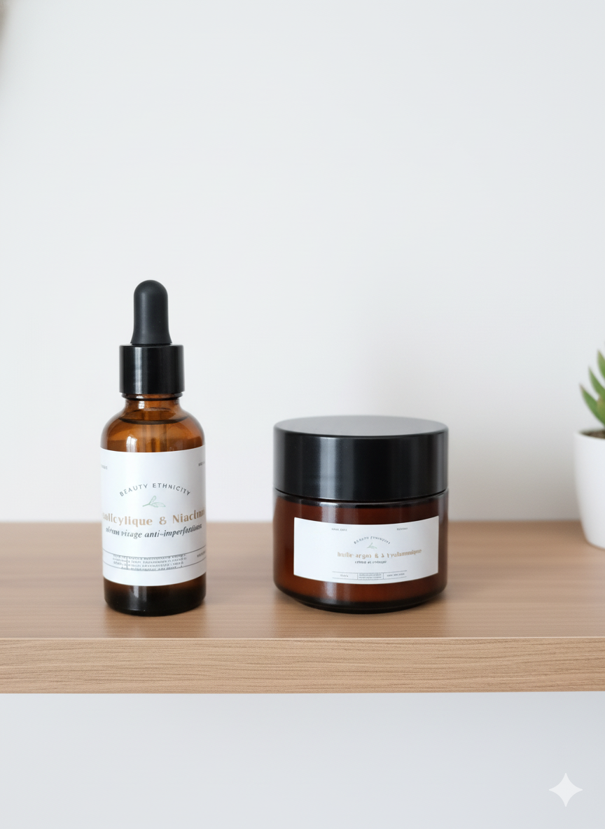 Duo sérum anti-imperfection à la niacinamide plus crème de visage à l'acide hyaluronique pour un teint radieux et hydrater-Beauty Ethnicity