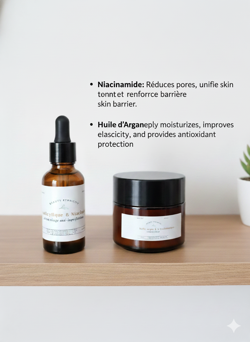 Duo sérum anti-imperfection à la niacinamide plus crème de visage à l'acide hyaluronique pour un teint radieux et hydrater-Beauty Ethnicity