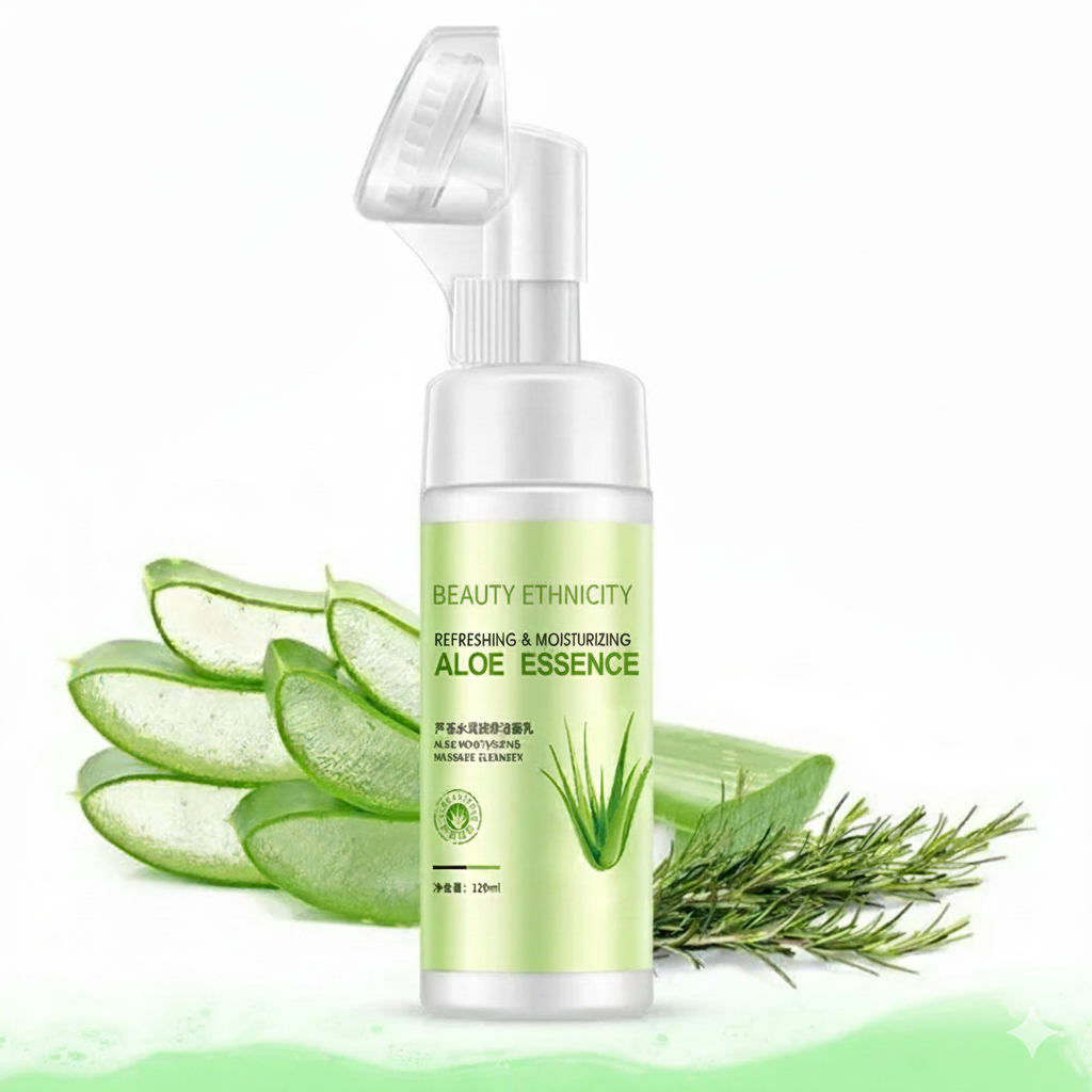 Mousse nettoyante hydratante à l'aloe vera et au massage, soin doux anti-rides, pour le visage Beauty Ethnicity