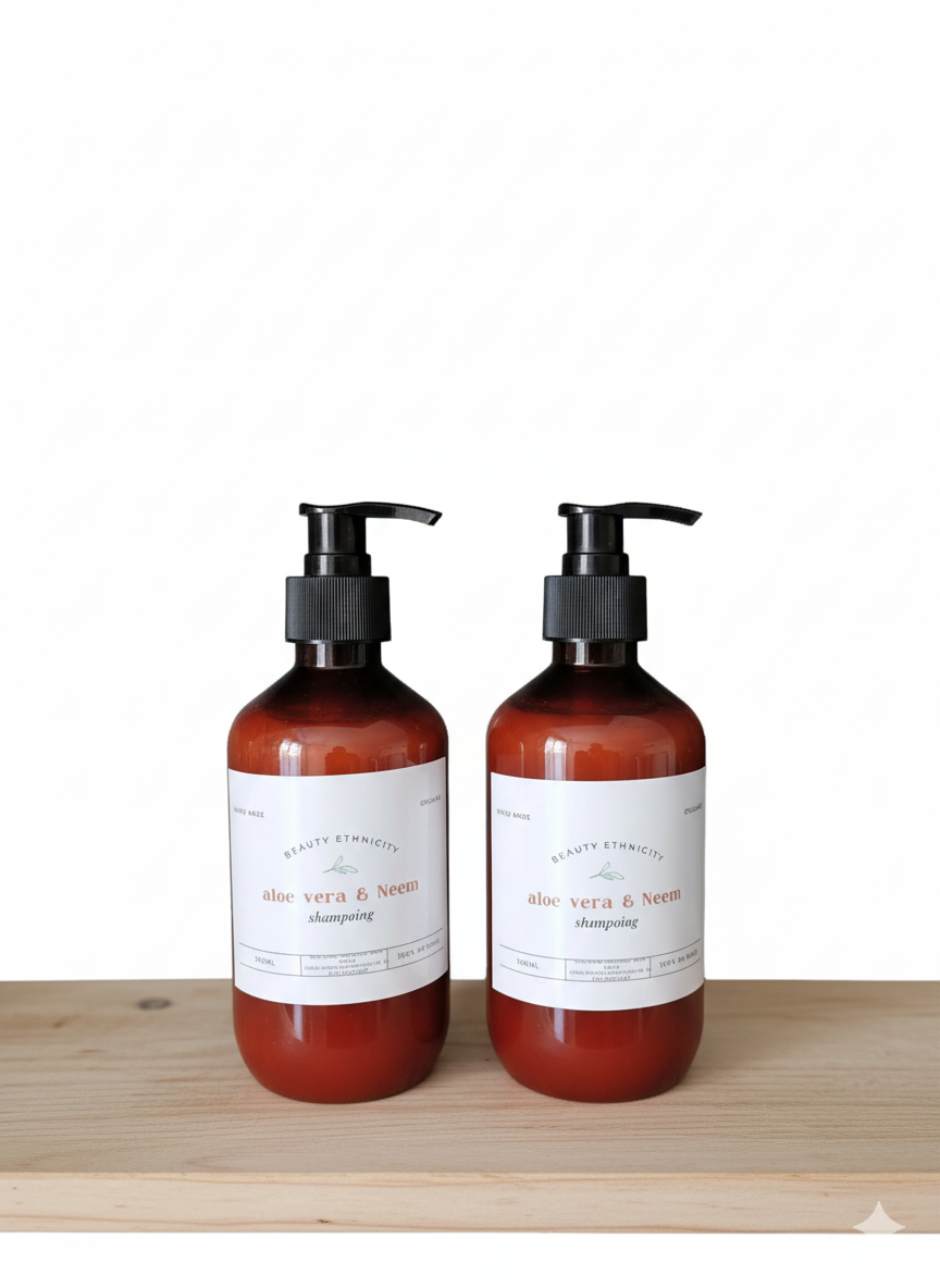 shampoing hydratant et anti pelliculaire à base d'huile de neem et gel d'aloe vera 100% naturel organique