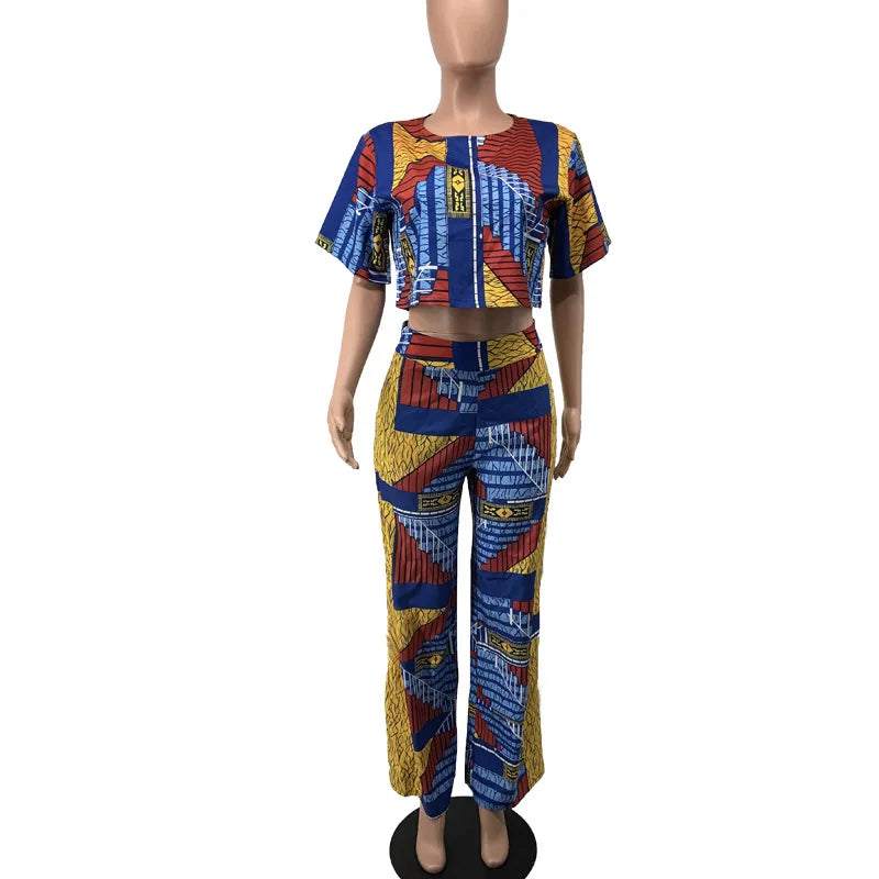 Ensemble deux pièces sexy pour femmes africaines, haut et pantalon, costume africain, vêtements africains pour femmes