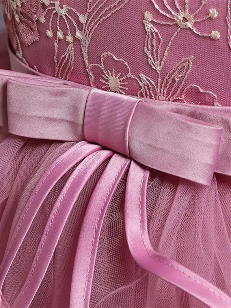 Girls Princess Dress Sleeveless Flower Embroidery Tutu Dress Performance Dress Wedding Flower Girls For Evening Birthday