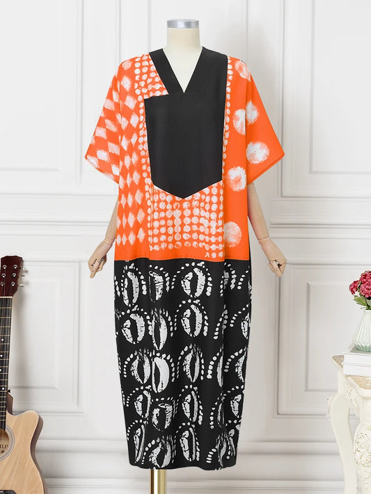 Robe longue de soirée pour femmes, style vintage, imprimé, manches 3/4, style bohème, patchwork, décontractée, ample, été 2025
