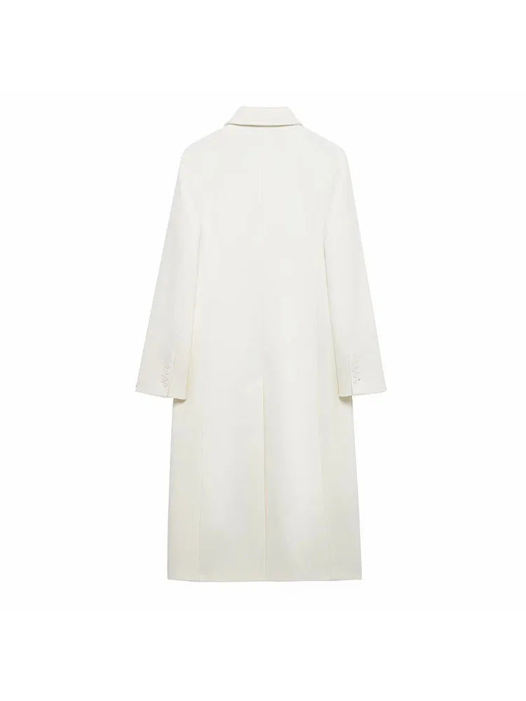 Femmes Automne Bordeaux Multicolore Laine Mélangée Pardessus pour Femmes Mode Nouveau Chaud Double Boutonnage Revers Long Manteau Veste