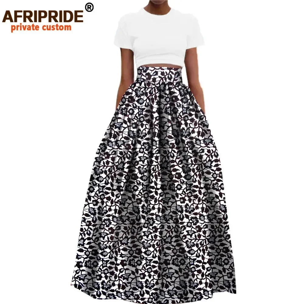 Jupe longue habillée en coton imprimé Dashiki pour femme, style africain, en  wax.