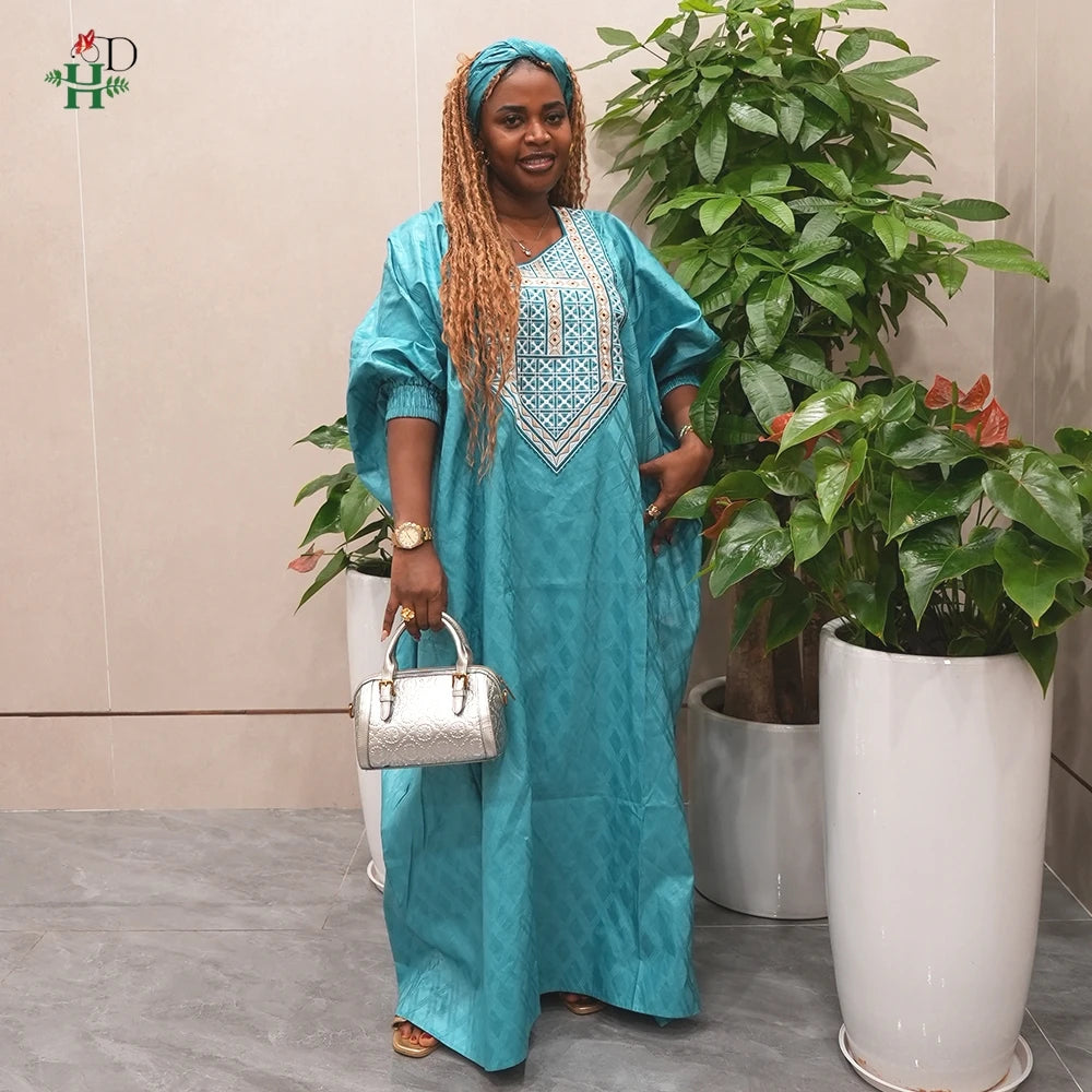 Nouvelle tenue traditionnelle africaine pour femmes, broderie Bazin Riche, robe Ankara quotidienne, Dashiki, Agbada vert, robe de soirée de mariage