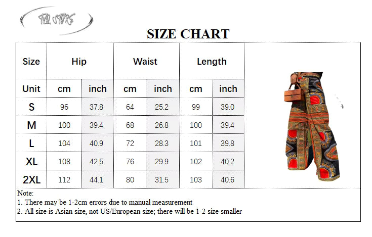 Pantalon large style bohème pour femme, taille élastique, imprimé Dashiki, style africain, décontracté, long, collection printemps-automne