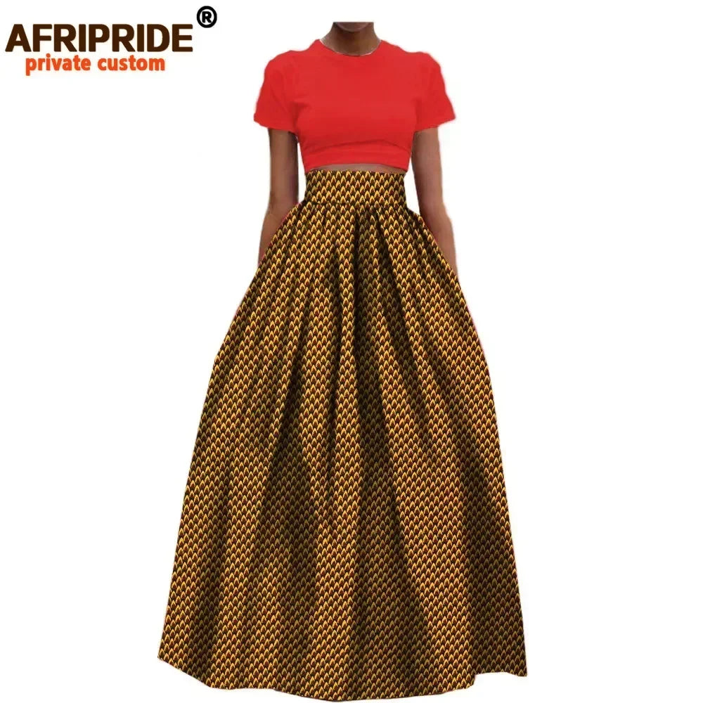 Jupe longue habillée en coton imprimé Dashiki pour femme, style africain, en  wax.