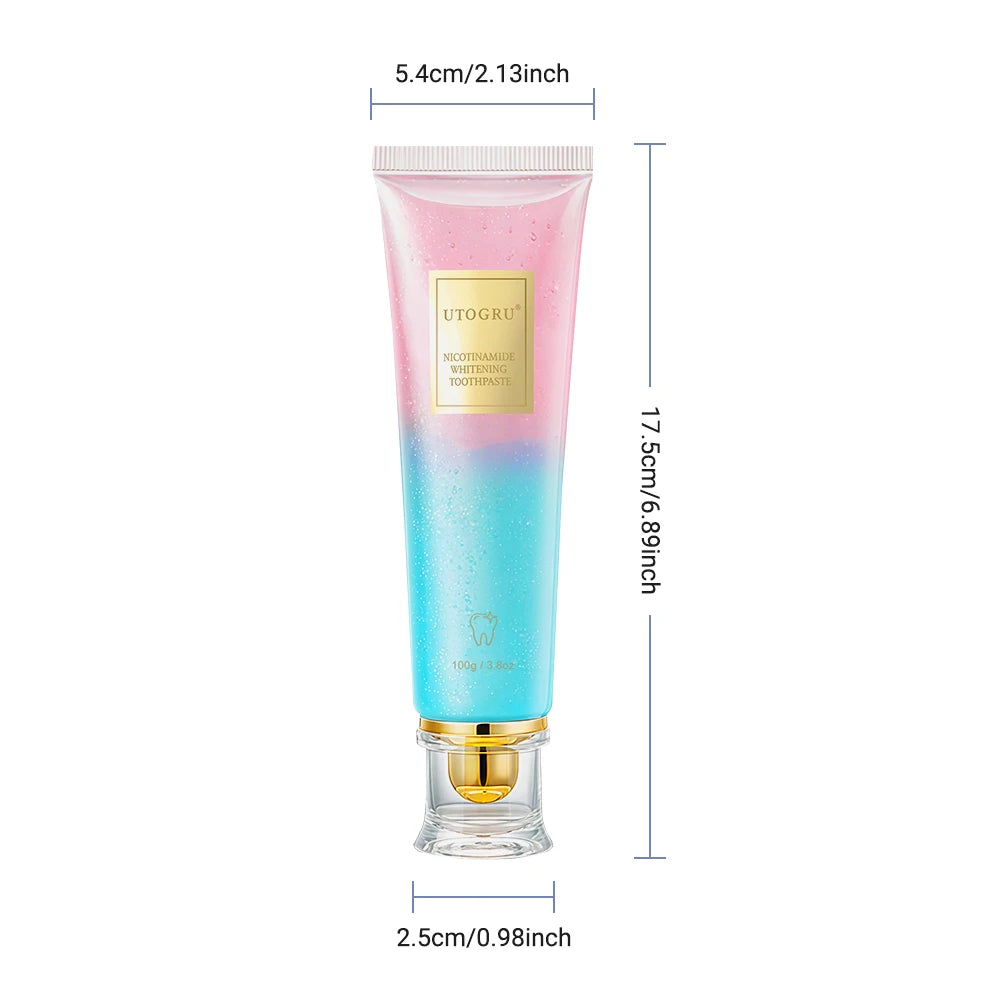 Dentifrice blanchissant à la niacinamide 100 g pour des dents propres et rafraîchissantes pour hommes et femmes. Dentifrice pour une haleine fraîche et éliminer les taches dentaires.
