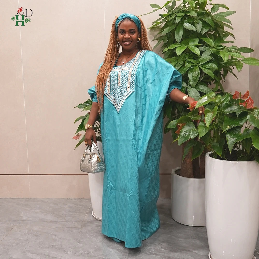 Nouvelle tenue traditionnelle africaine pour femmes, broderie Bazin Riche, robe Ankara quotidienne, Dashiki, Agbada vert, robe de soirée de mariage