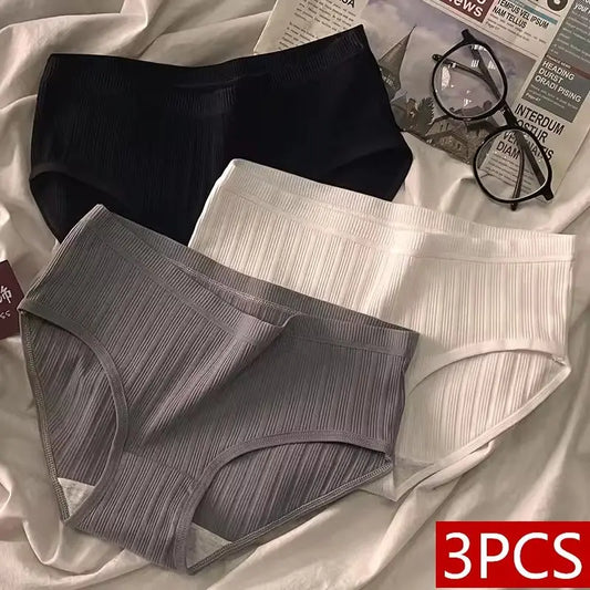 Lot de 3 culottes en coton style sport pour femmes, sous-vêtements pour filles, shorts respirants taille moyenne, lingerie sexy, slips solides grande taille