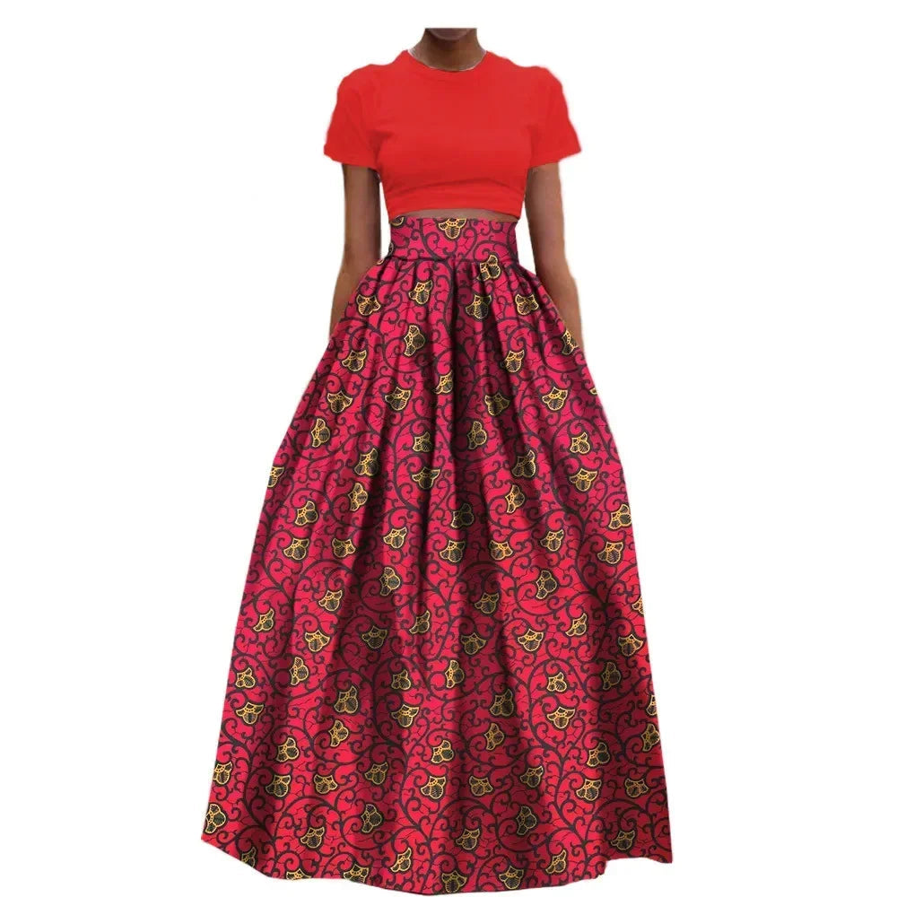 Jupe longue habillée en coton imprimé Dashiki pour femme, style africain, en  wax.