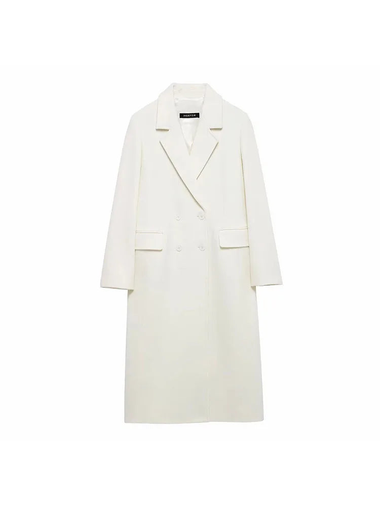 Femmes Automne Bordeaux Multicolore Laine Mélangée Pardessus pour Femmes Mode Nouveau Chaud Double Boutonnage Revers Long Manteau Veste