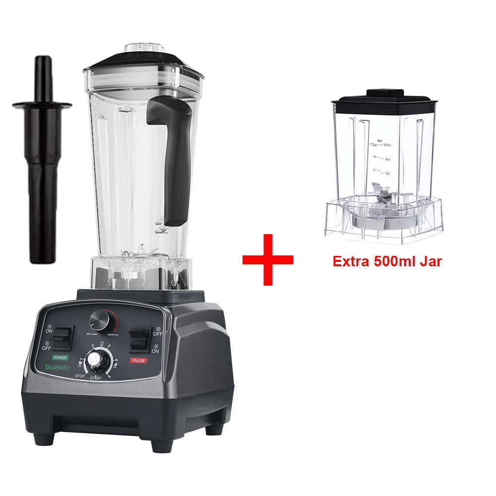 Mixeur-blender professionnel 3 CV 2200 W avec minuterie, extracteur de jus, robot culinaire et machine à smoothies, sans BPA, bol de 2 L