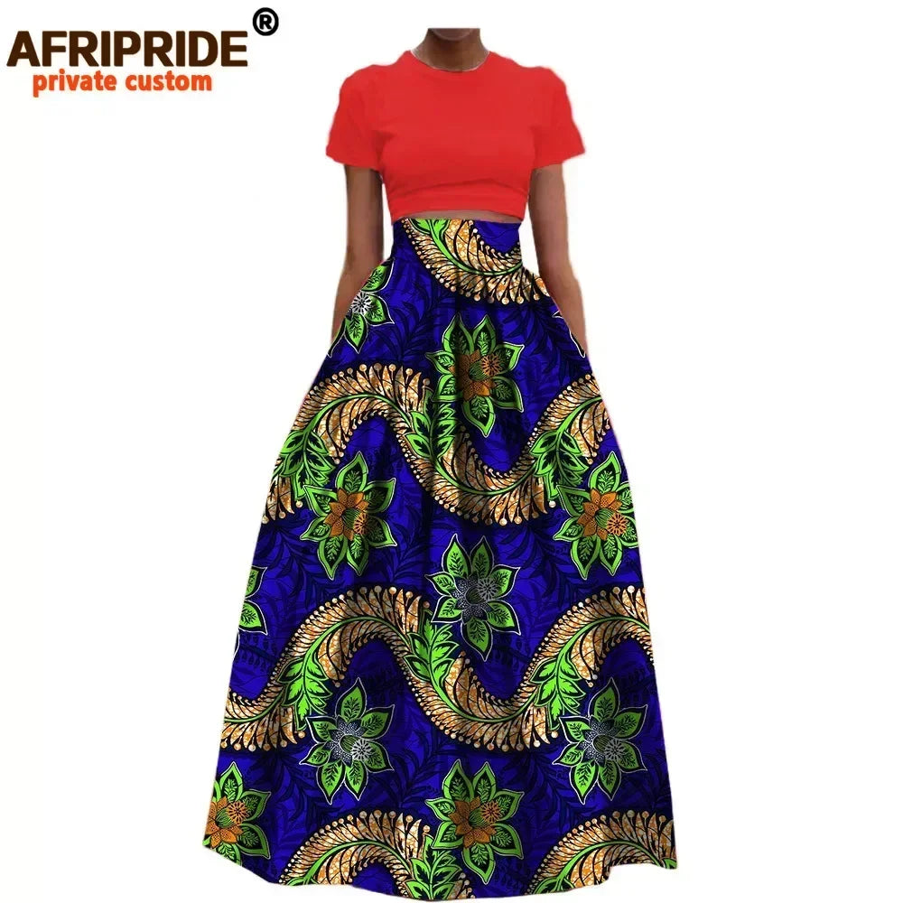 Jupe longue habillée en coton imprimé Dashiki pour femme, style africain, en  wax.