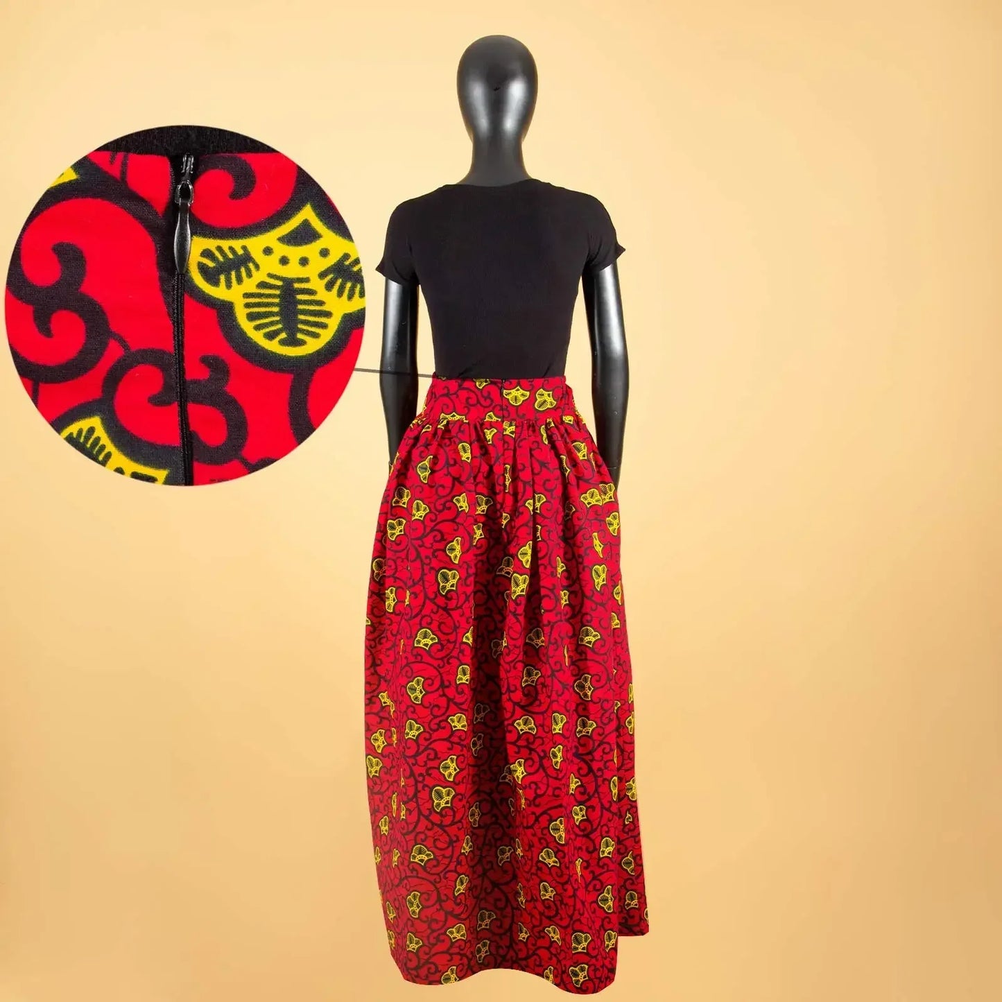 Jupe longue habillée en coton imprimé Dashiki pour femme, style africain, en  wax.