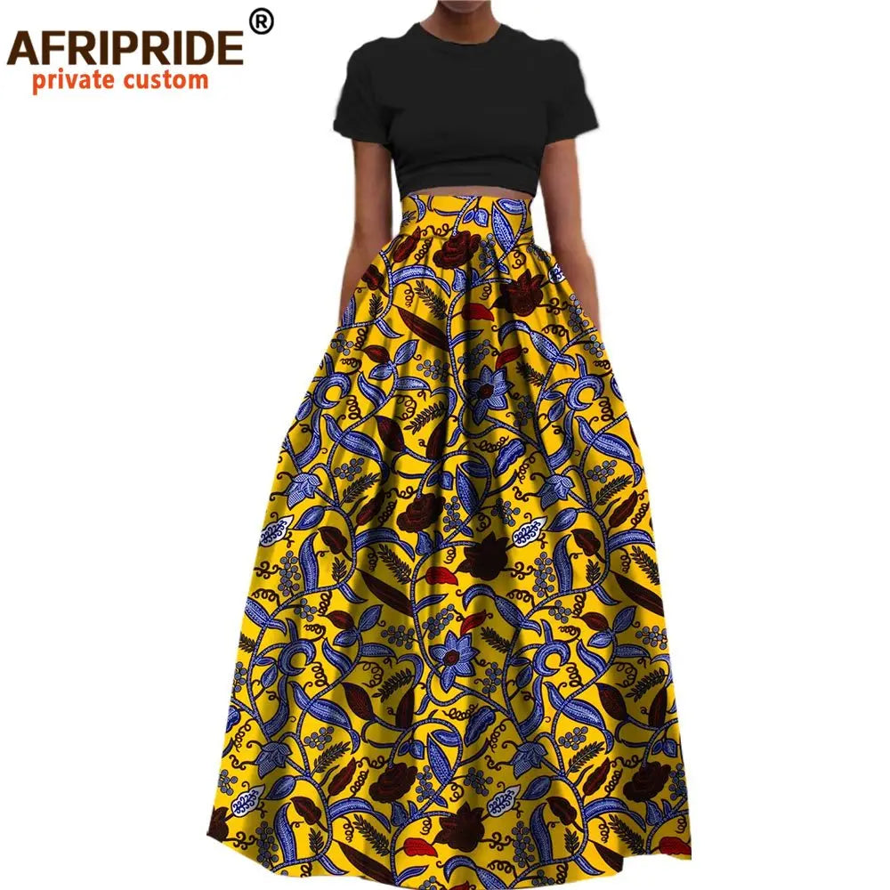 Jupe longue habillée en coton imprimé Dashiki pour femme, style africain, en  wax.