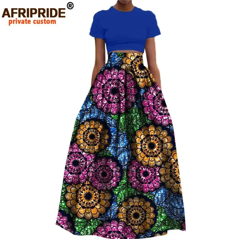 Jupe longue habillée en coton imprimé Dashiki pour femme, style africain, en  wax.