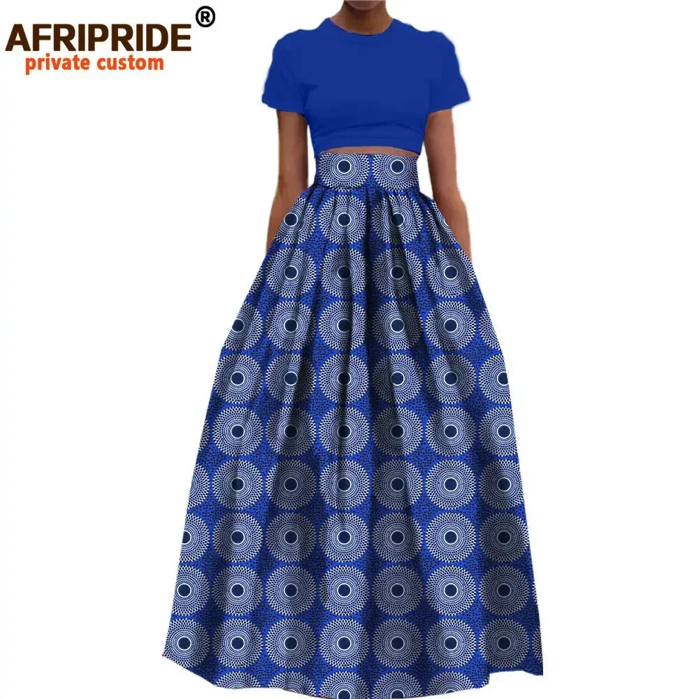 Jupe longue habillée en coton imprimé Dashiki pour femme, style africain, en  wax.