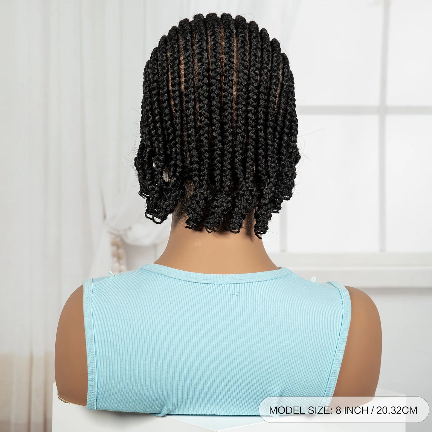 Perruques courtes tressées au carré, perruque synthétique en dentelle complète tressée avec cheveux de bébé, perruques tressées faites à la main sans nœuds pour femmes noires
