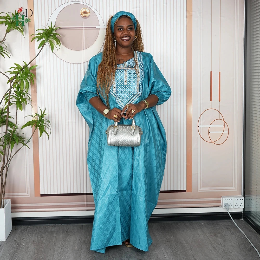 Nouvelle tenue traditionnelle africaine pour femmes, broderie Bazin Riche, robe Ankara quotidienne, Dashiki, Agbada vert, robe de soirée de mariage