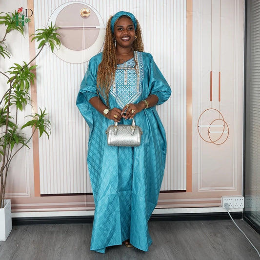 Nouvelle tenue traditionnelle africaine pour femmes, broderie Bazin Riche, robe Ankara quotidienne, Dashiki, Agbada vert, robe de soirée de mariage