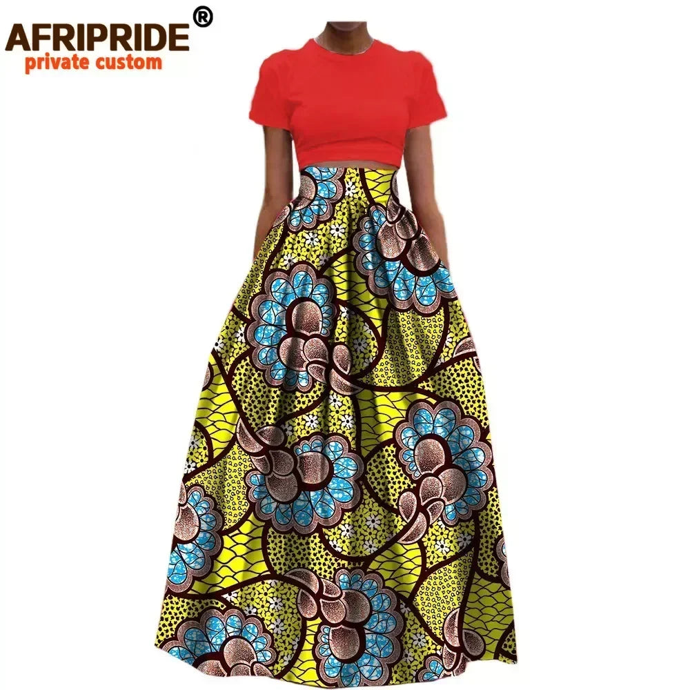 Jupe longue habillée en coton imprimé Dashiki pour femme, style africain, en  wax.