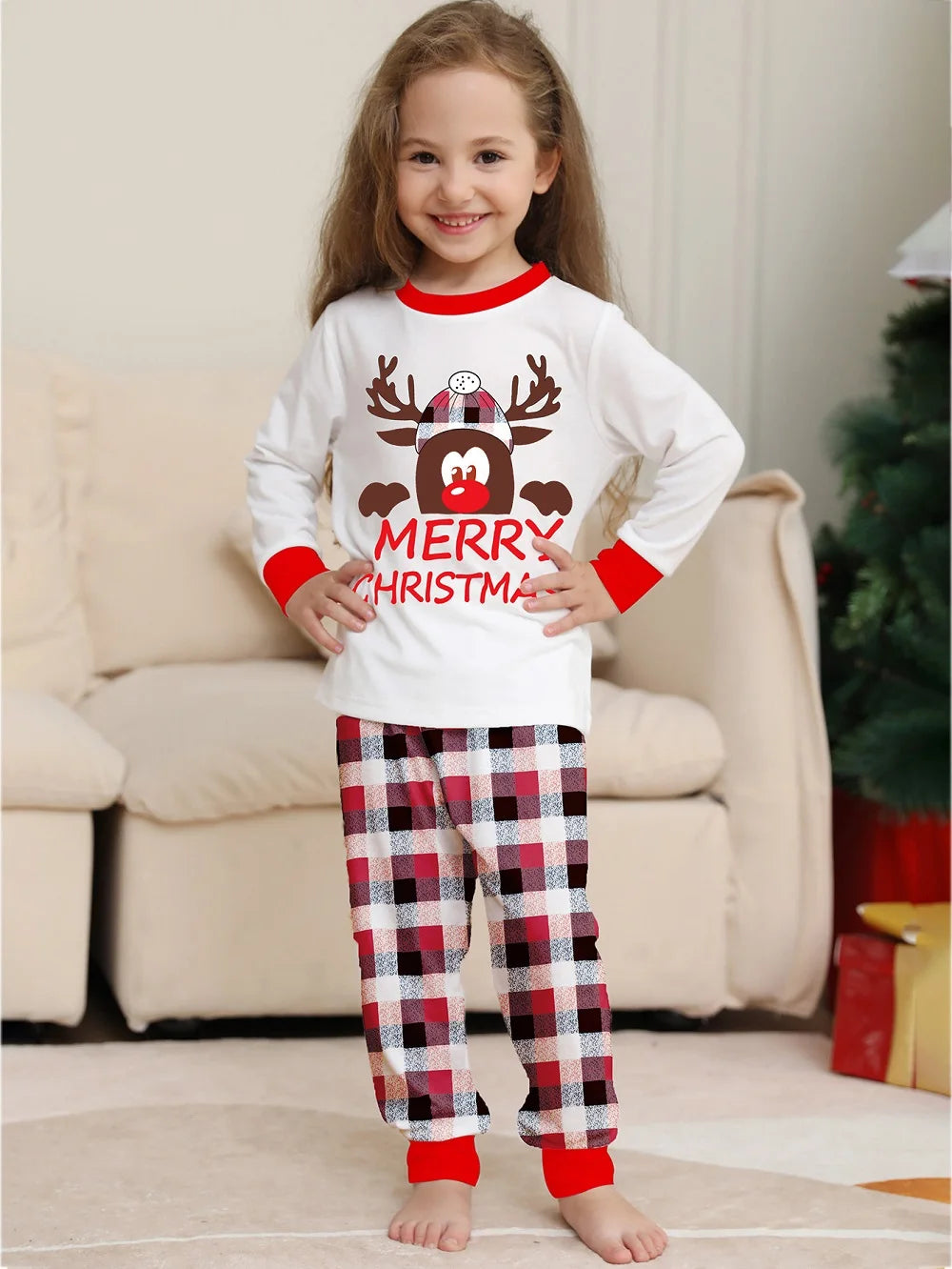 Ensemble pyjama de Noël assorti pour toute la famille, haut et pantalon pour adultes et enfants, 2 pièces, tenue de nuit pour bébé, garçon et fille