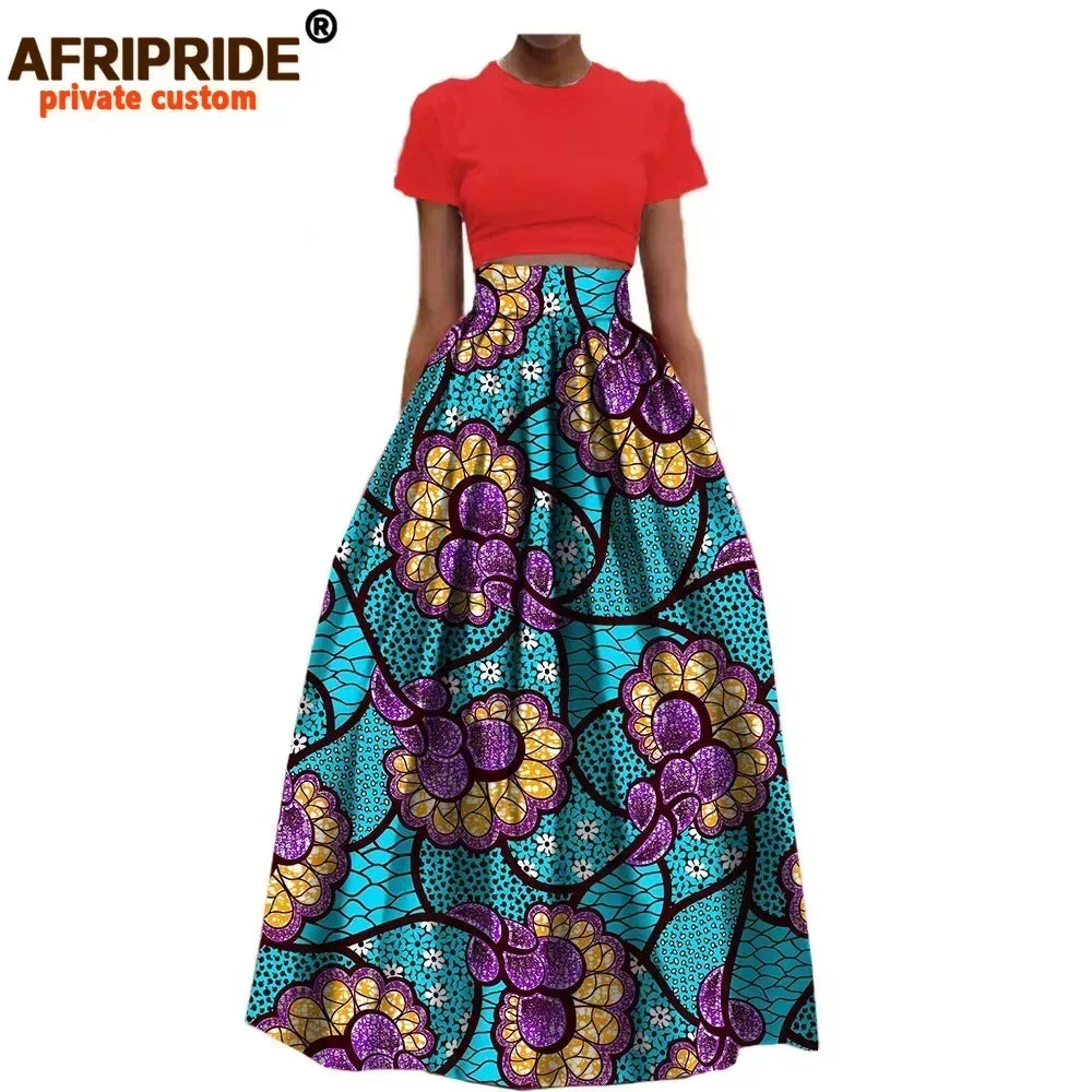 Jupe longue habillée en coton imprimé Dashiki pour femme, style africain, en  wax.