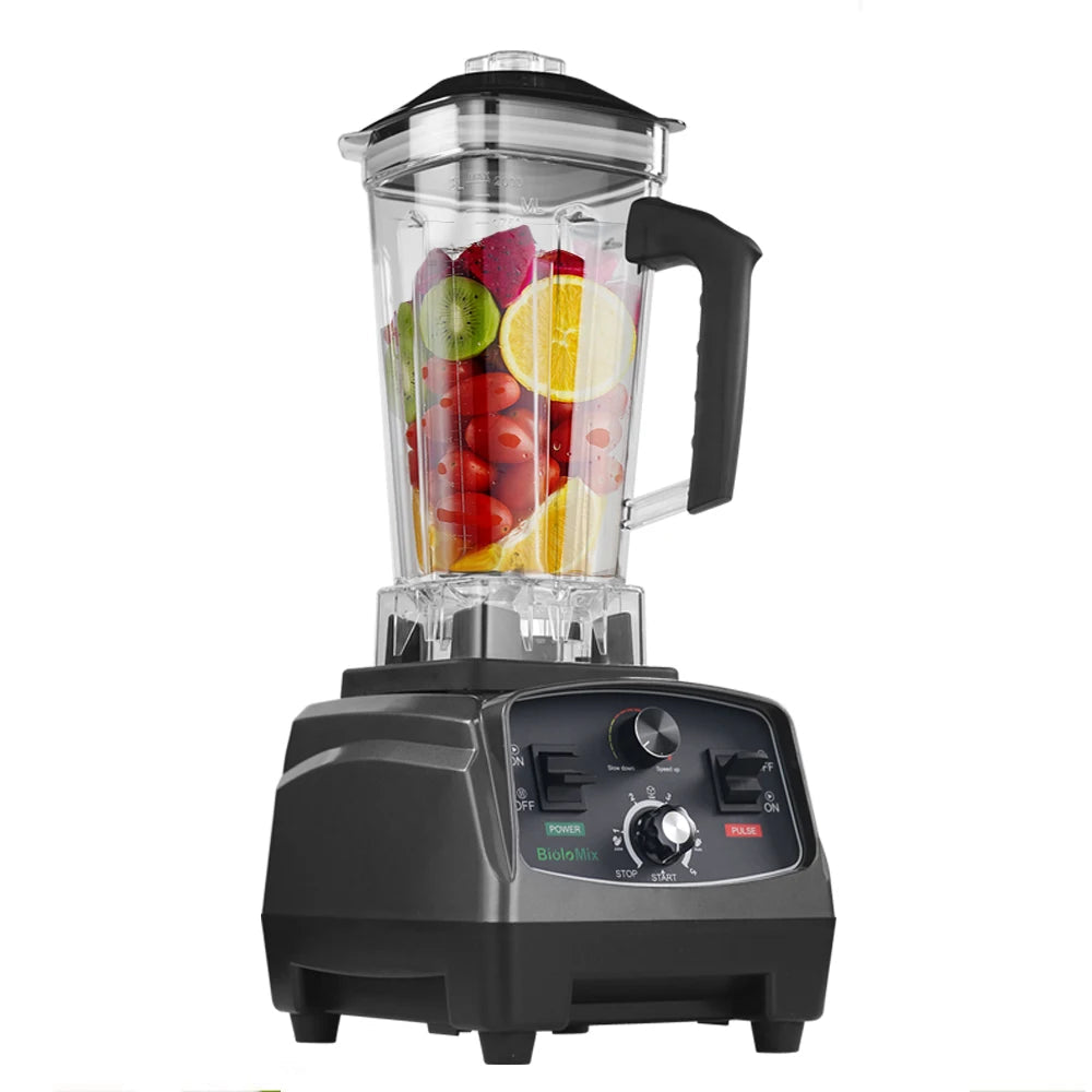 Mixeur-blender professionnel 3 CV 2200 W avec minuterie, extracteur de jus, robot culinaire et machine à smoothies, sans BPA, bol de 2 L
