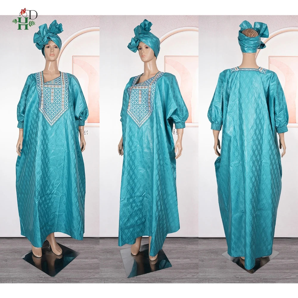 Nouvelle tenue traditionnelle africaine pour femmes, broderie Bazin Riche, robe Ankara quotidienne, Dashiki, Agbada vert, robe de soirée de mariage