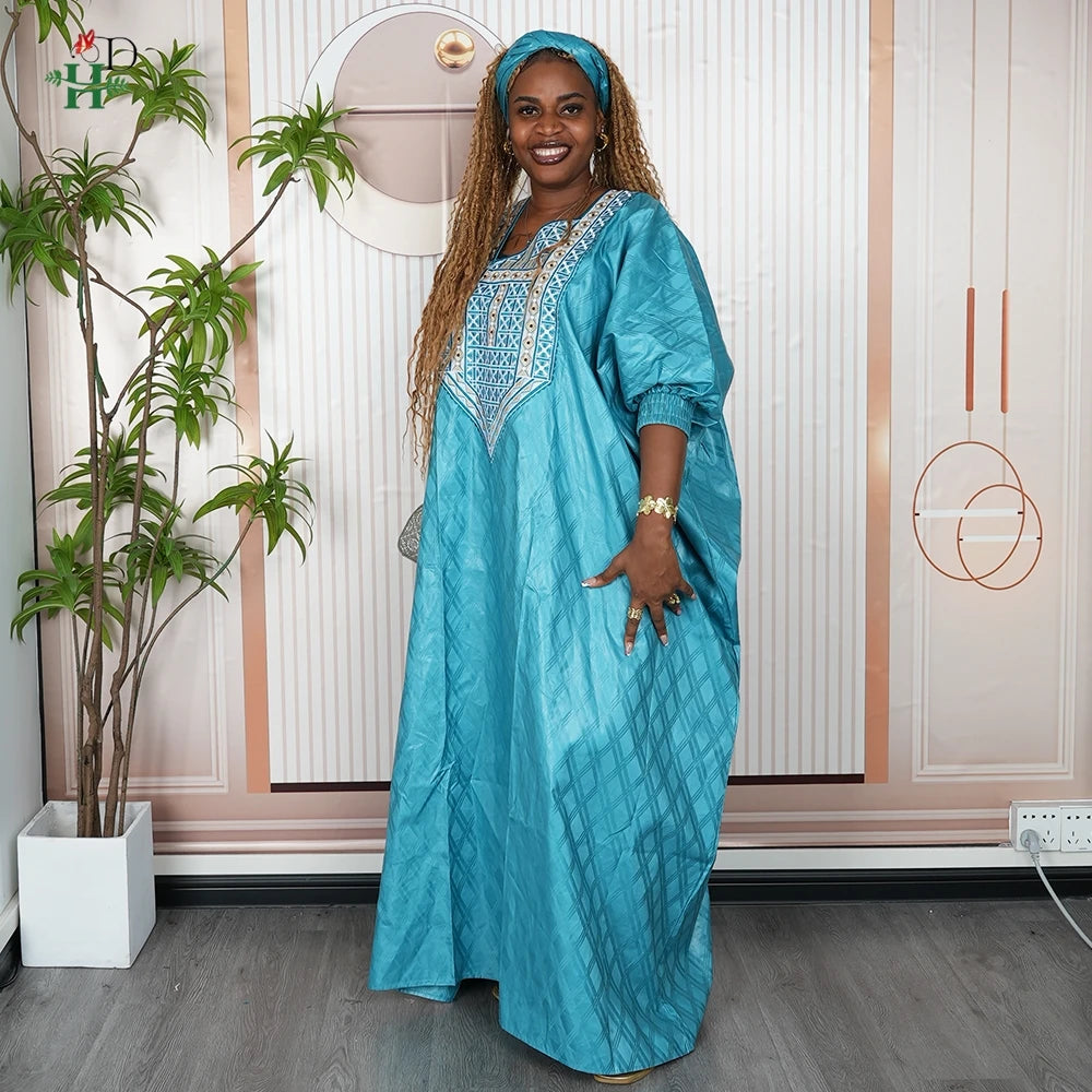 Nouvelle tenue traditionnelle africaine pour femmes, broderie Bazin Riche, robe Ankara quotidienne, Dashiki, Agbada vert, robe de soirée de mariage