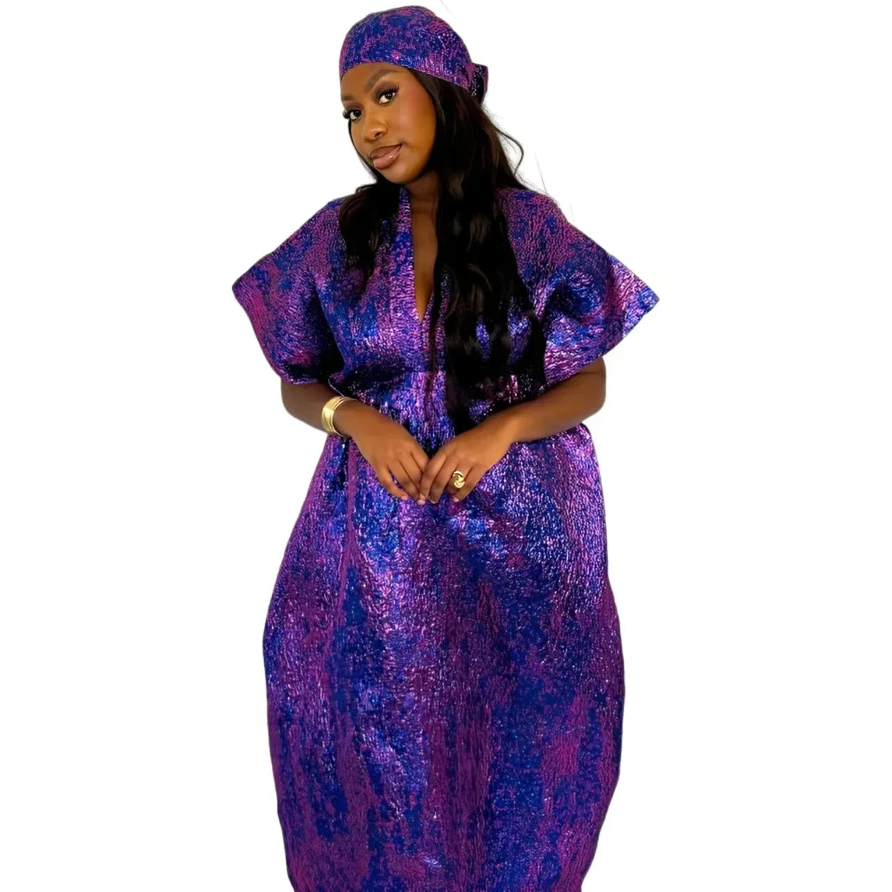 Robe africaine grande taille pour femme, longue robe longue brodée avec foulard pour invité de mariage