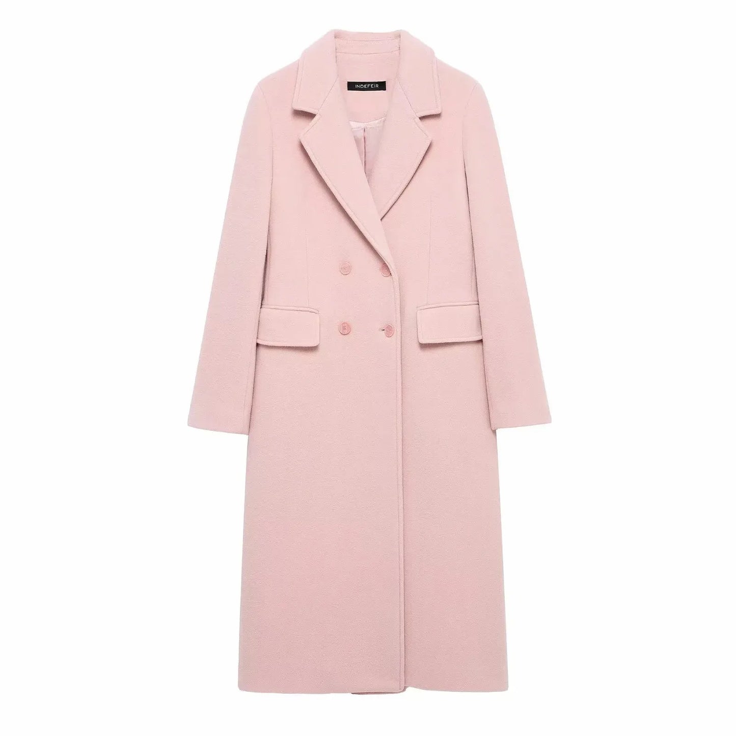 Femmes Automne Bordeaux Multicolore Laine Mélangée Pardessus pour Femmes Mode Nouveau Chaud Double Boutonnage Revers Long Manteau Veste