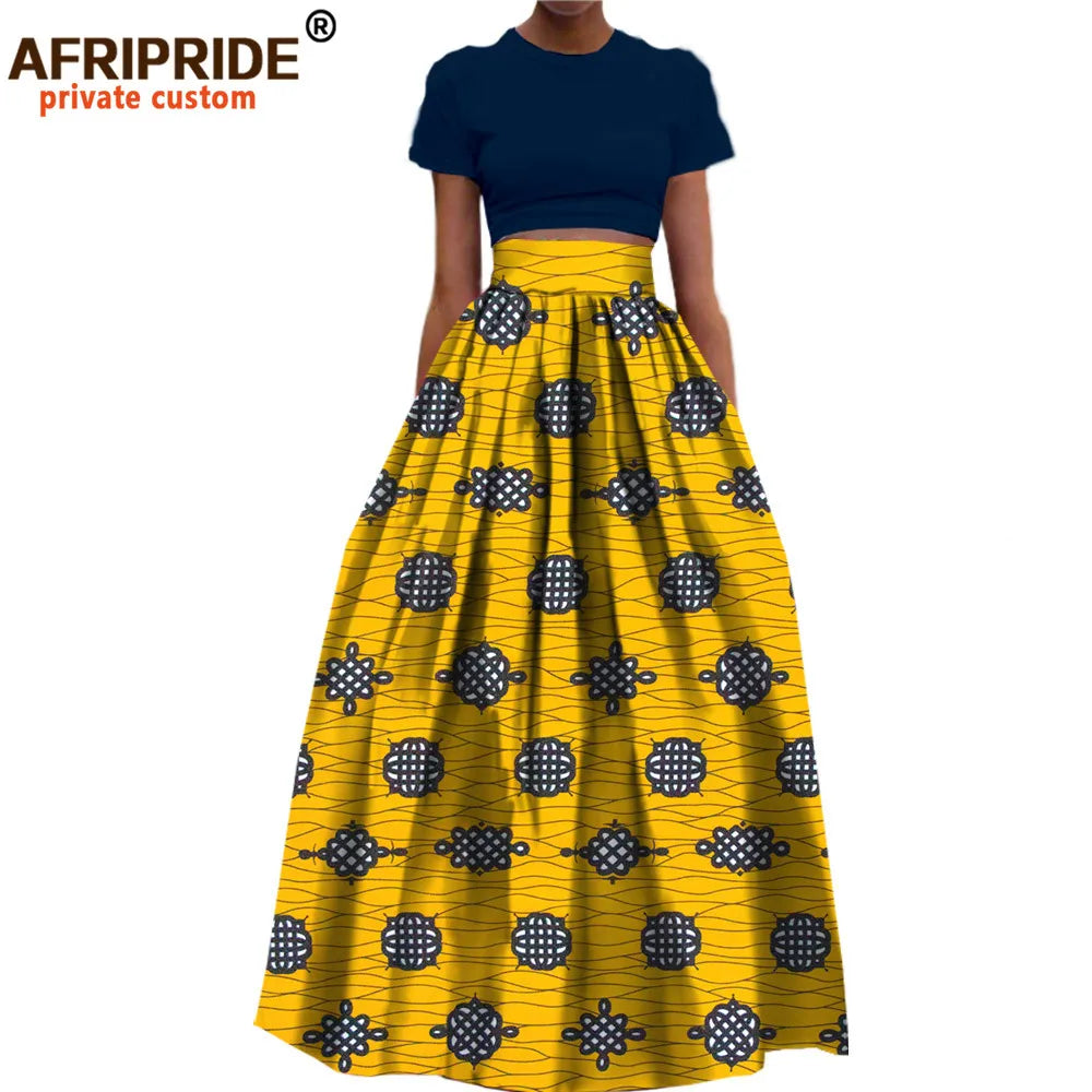 Jupe longue habillée en coton imprimé Dashiki pour femme, style africain, en  wax.
