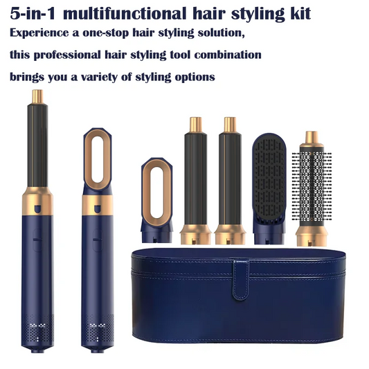 Sèche-cheveux 5 en 1, peigne à air chaud pour boucler, lisser et donner du volume aux cheveux, avec accessoires amovibles