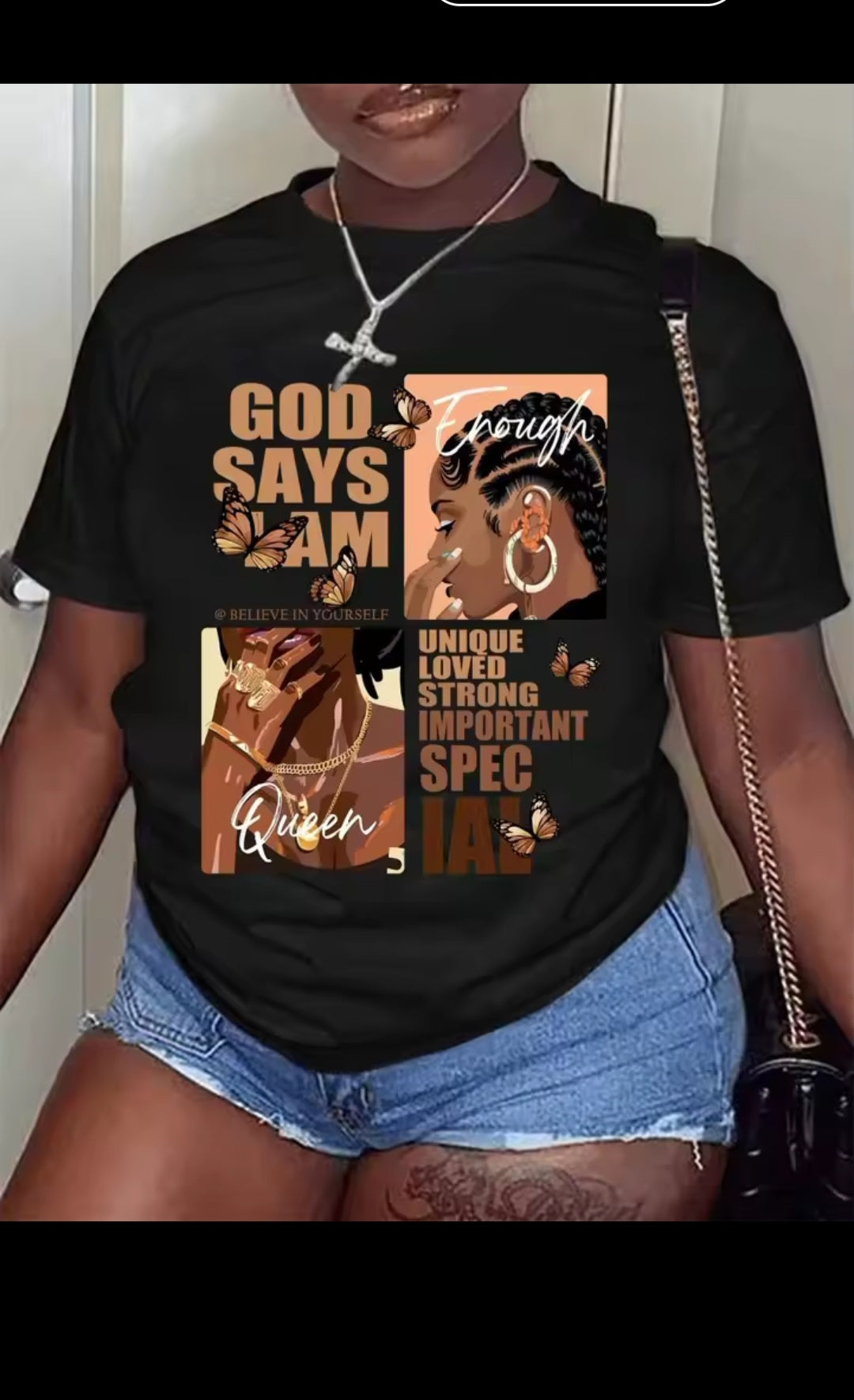 T-shirt imprimé personnalisé dessin africain femmes, manches courte , col rond vêtements décontracté