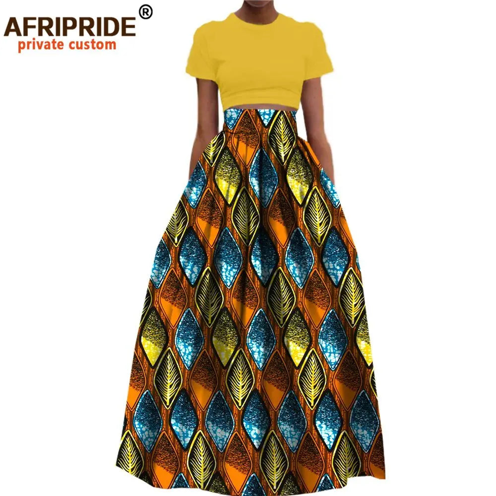 Jupe longue habillée en coton imprimé Dashiki pour femme, style africain, en  wax.
