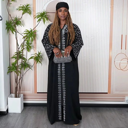 Ensemble de 2 pièces de robes de soirée de luxe à manches longues en mousseline, style Ramadan, à Dubaï, pour femmes musulmanes.