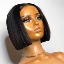 perruque bresilienne courte style bob  avec closure , perruque bob couleur naturelle