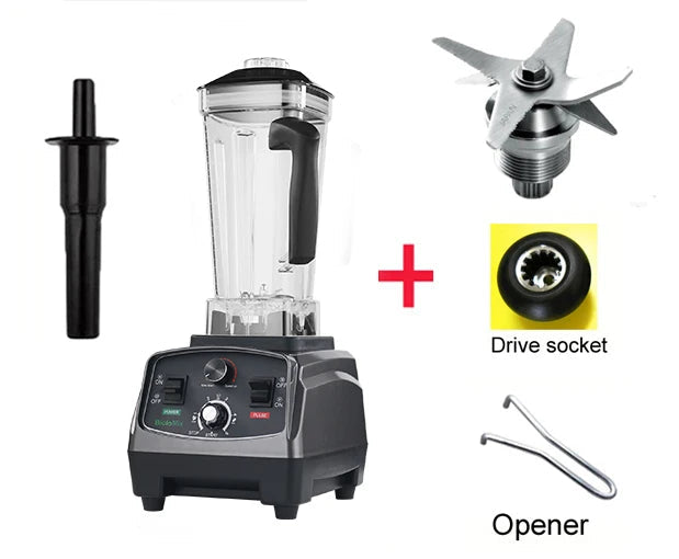 Mixeur-blender professionnel 3 CV 2200 W avec minuterie, extracteur de jus, robot culinaire et machine à smoothies, sans BPA, bol de 2 L