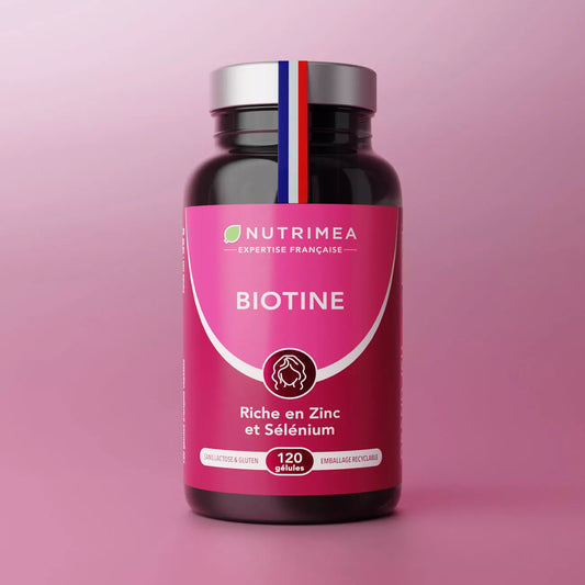 Complement alimentaire à base de biotine , vitamine B8 combiné au zinc et sélénium renforce les cheveux, ongles et la peau