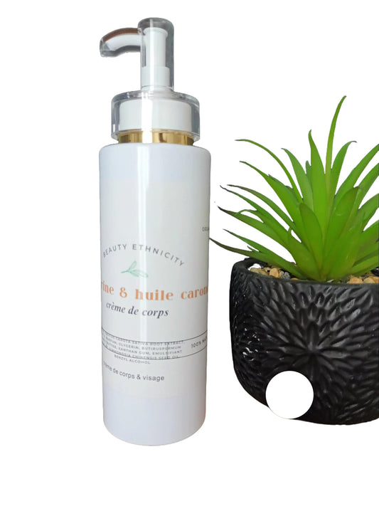 Crème de corps à glycérine, huile de carotte et vit E pour nourrir et hydrater votre peau terne et sèche en profondeur